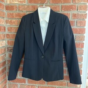 Y2K Halogen Womans  Blazer Jacket Classic Navy Tailored Fit Pocket  size 6
